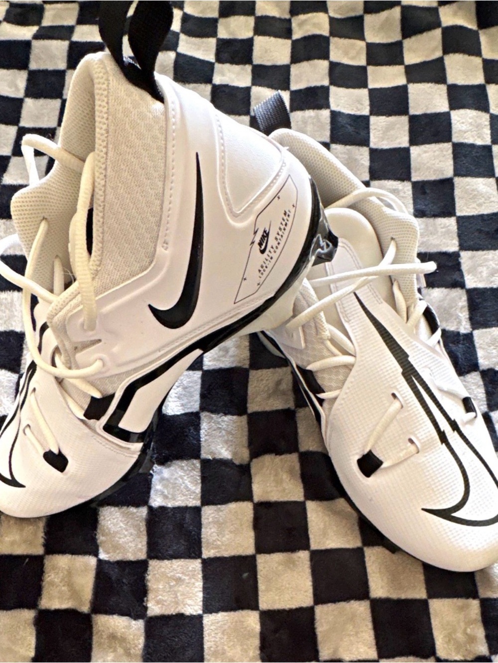 Nike Alpha Menace Pro 3 Football Cleats Mens Size 11 Wide White Black Worn Once